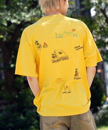 【unisex】イラスト 総刺繍 Tシャツ / 綿100% ルーズシルエット 半袖Tシャツ メンズ レディース