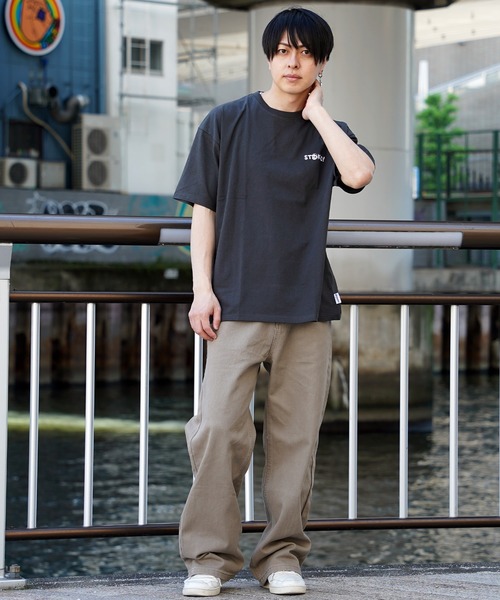 1111clothing(ワンフォークロージング)の「【unisex】イラスト 総刺繍 Tシャツ / 綿100% ルーズシルエット 半袖Tシャツ メンズ レディース(Tシャツ/カットソー・メンズ・マスタード/チャコール/ホワイト・M/L)」の14枚目の写真