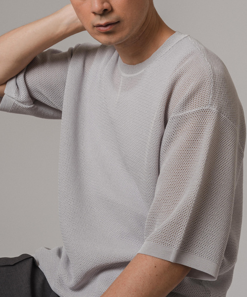 EDIFICE(エディフィス)の「ドライメッシュ リラックスフィット ニットTシャツ(ニット/セーター・メンズ・ブラック/ライトグレー/グリーン系その他/ブルー系その他・MEDIUM/LARGE)」の13枚目の写真