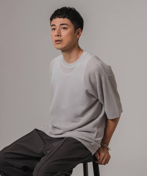 EDIFICE(エディフィス)の「ドライメッシュ リラックスフィット ニットTシャツ(ニット/セーター・メンズ・ブラック/ライトグレー/グリーン系その他/ブルー系その他・MEDIUM/LARGE)」の14枚目の写真