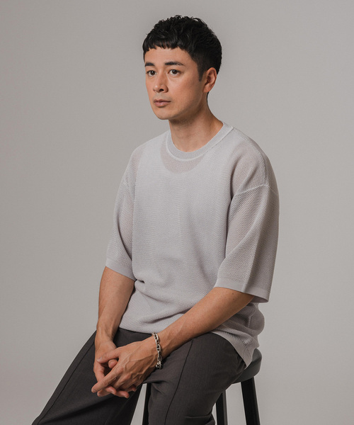 EDIFICE(エディフィス)の「ドライメッシュ リラックスフィット ニットTシャツ(ニット/セーター・メンズ・ブラック/ライトグレー/グリーン系その他/ブルー系その他・MEDIUM/LARGE)」の15枚目の写真