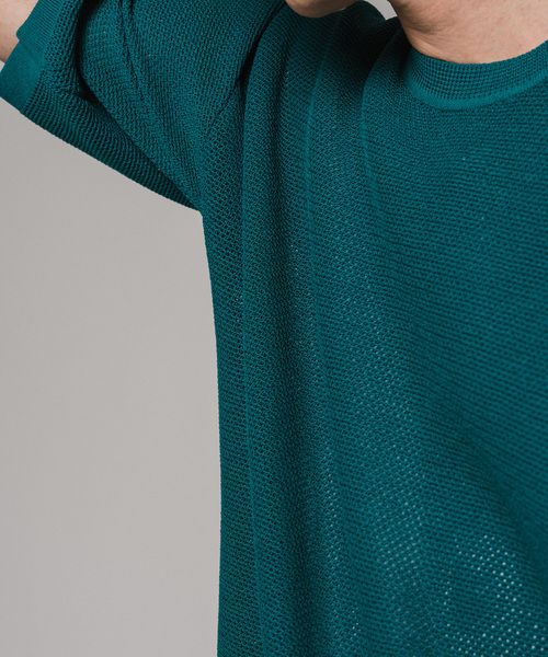 EDIFICE(エディフィス)の「ドライメッシュ リラックスフィット ニットTシャツ(ニット/セーター・メンズ・ブラック/ライトグレー/グリーン系その他/ブルー系その他・MEDIUM/LARGE)」の9枚目の写真