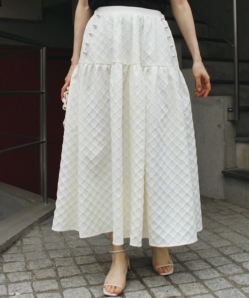 ふくれジャガード チェックフレアスカート（スカート）｜INCEDE（インシード）