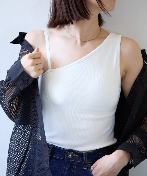 セール】カップ付きワンショルダータンクトップ（タンクトップ