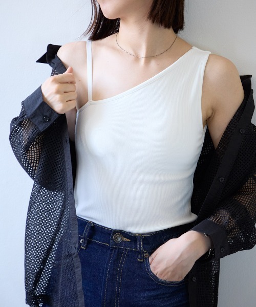 セール】カップ付きワンショルダータンクトップ（タンクトップ