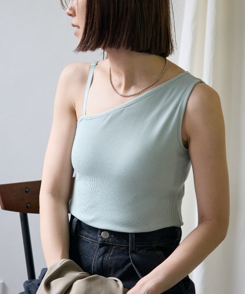 セール】カップ付きワンショルダータンクトップ（タンクトップ