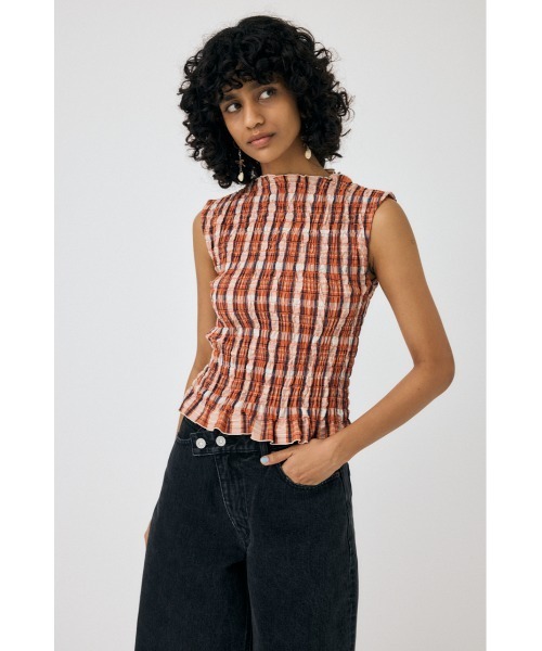 MOUSSY（マウジー）の「SHIRRING SLEEVELESS トップス（Tシャツ