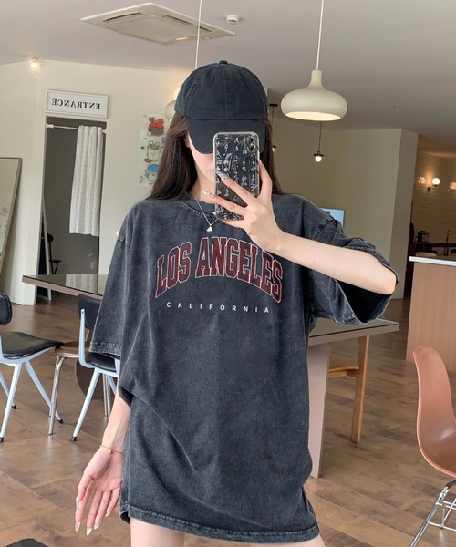 セール】フロント ロゴ プリント ピグメント 韓国 ストリート y2k 古着