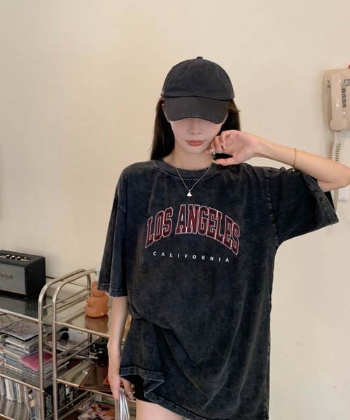 セール】フロント ロゴ プリント ピグメント 韓国 ストリート y2k 古着