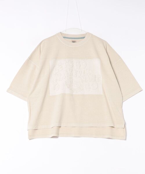 DOUBLE NAME（ダブルネーム）の「ピグメント加工エンボスロゴTEE/ユニセックス（Tシャツ/カットソー・レディース・ベージュ/スミクロ/グリーン・FREE）」の10枚目の写真