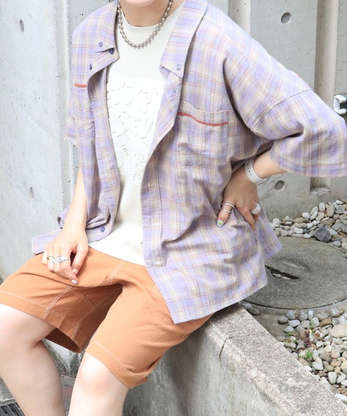 DOUBLE NAME（ダブルネーム）の「ピグメント加工エンボスロゴTEE/ユニセックス（Tシャツ/カットソー・レディース・ベージュ/スミクロ/グリーン・FREE）」の19枚目の写真