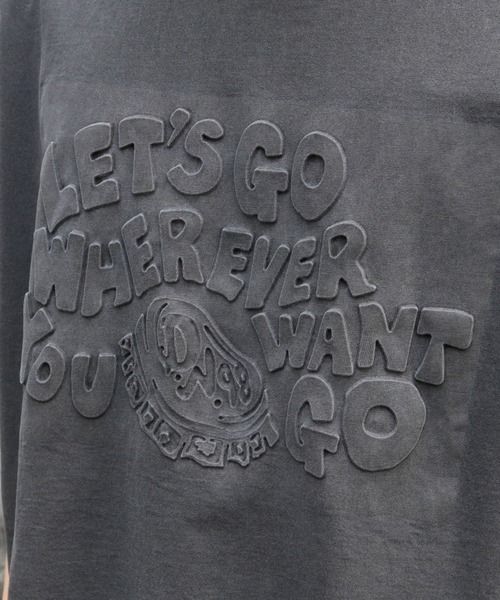 DOUBLE NAME（ダブルネーム）の「ピグメント加工エンボスロゴTEE/ユニセックス（Tシャツ/カットソー・レディース・ベージュ/スミクロ/グリーン・FREE）」の12枚目の写真