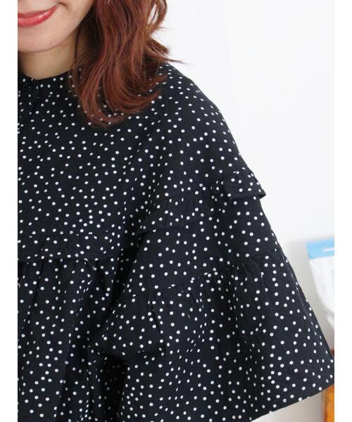 Samansa Mos2（サマンサ モスモス）の「柄アソートフリル切替ブラウス（シャツ/ブラウス・レディース・オフホワイト/ブラック/チャコールグレー/ブルー・F）」の12枚目の写真