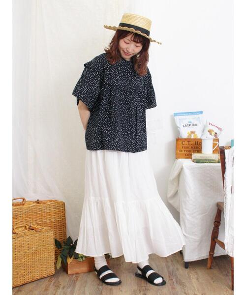 Samansa Mos2（サマンサ モスモス）の「柄アソートフリル切替ブラウス