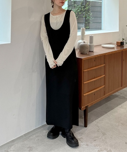 25AWanuke新品Uネックワンピース定番完売品ブラウン 25AWanuke新品U