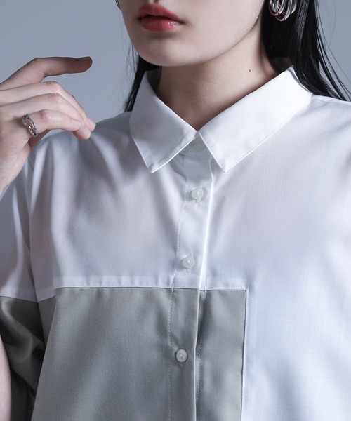 kOhAKU（コハク）の「『配色プリーツシャツ』（シャツ/ブラウス・レディース・オフホワイト/ブラック・2/1）」の20枚目の写真