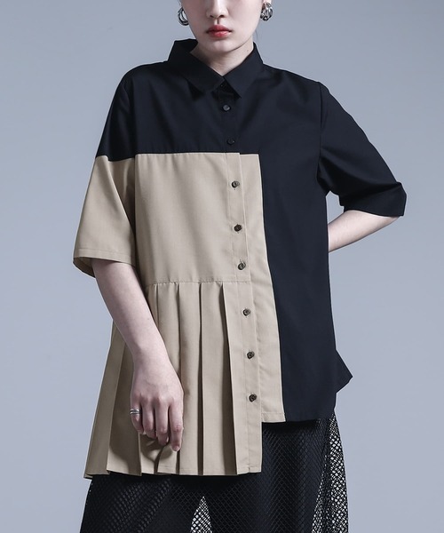 kOhAKU（コハク）の「『配色プリーツシャツ』（シャツ/ブラウス・レディース・オフホワイト/ブラック・2/1）」の17枚目の写真