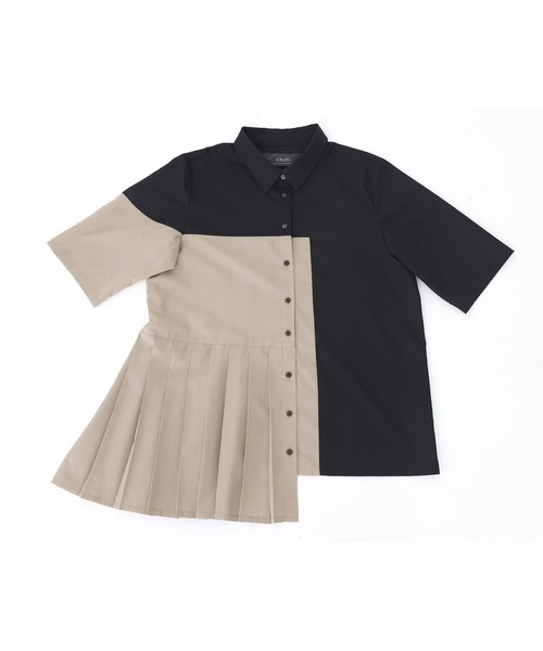 kOhAKU（コハク）の「『配色プリーツシャツ』（シャツ/ブラウス・レディース・オフホワイト/ブラック・2/1）」の12枚目の写真