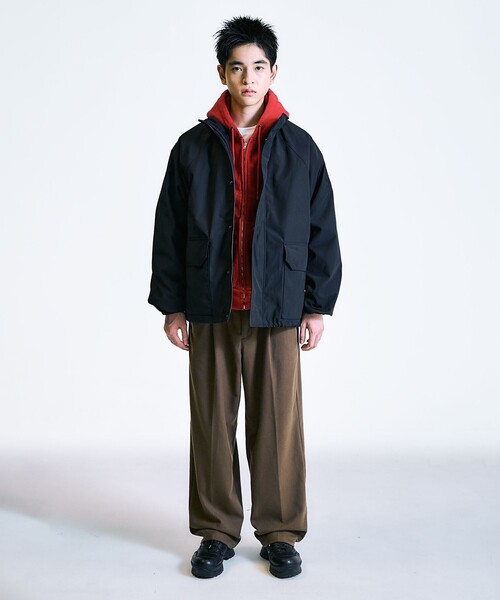 【セール】City Ambient Products: T/Rフラノ 2プリーツ ワイドテーパード スラックス（スラックス）｜City Ambient Products（シティアンビエントプロダクツ）