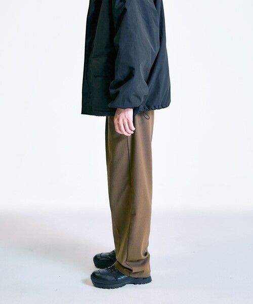 【セール】City Ambient Products: T/Rフラノ 2プリーツ ワイドテーパード スラックス（スラックス）｜City Ambient Products（シティアンビエントプロダクツ）