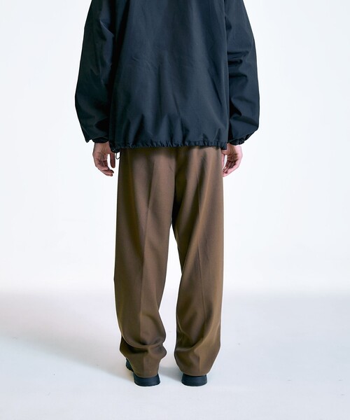 【セール】City Ambient Products: T/Rフラノ 2プリーツ ワイドテーパード スラックス（スラックス）｜City Ambient Products（シティアンビエントプロダクツ）