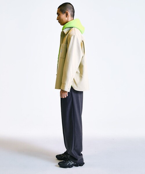 【セール】City Ambient Products: T/Rフラノ 2プリーツ ワイドテーパード スラックス（スラックス）｜City Ambient Products（シティアンビエントプロダクツ）