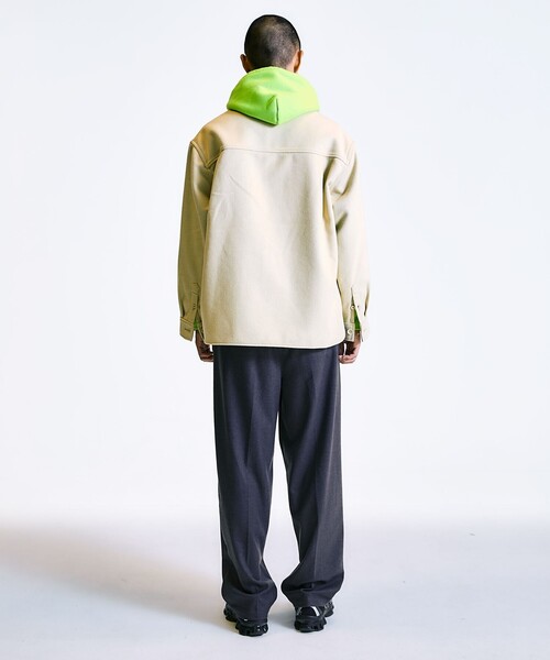 【セール】City Ambient Products: T/Rフラノ 2プリーツ ワイドテーパード スラックス（スラックス）｜City Ambient Products（シティアンビエントプロダクツ）