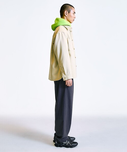 【セール】City Ambient Products: T/Rフラノ 2プリーツ ワイドテーパード スラックス（スラックス）｜City Ambient Products（シティアンビエントプロダクツ）