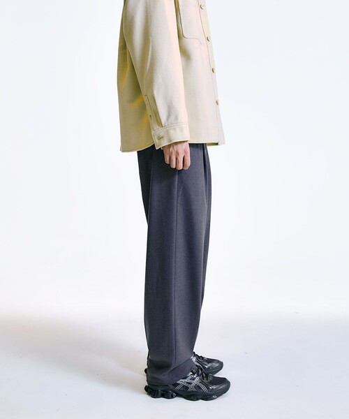 【セール】City Ambient Products: T/Rフラノ 2プリーツ ワイドテーパード スラックス（スラックス）｜City Ambient Products（シティアンビエントプロダクツ）