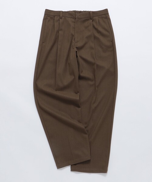 【セール】City Ambient Products: T/Rフラノ 2プリーツ ワイドテーパード スラックス（スラックス）｜City Ambient Products（シティアンビエントプロダクツ）