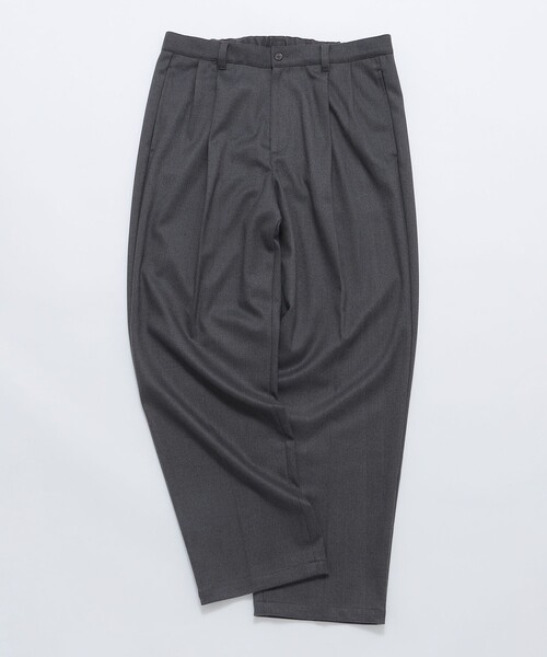 【セール】City Ambient Products: T/Rフラノ 2プリーツ ワイドテーパード スラックス（スラックス）｜City Ambient Products（シティアンビエントプロダクツ）