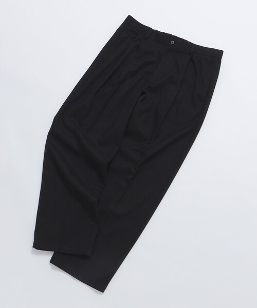 【セール】City Ambient Products: T/Rフラノ 2プリーツ ワイドテーパード スラックス（スラックス）｜City Ambient Products（シティアンビエントプロダクツ）