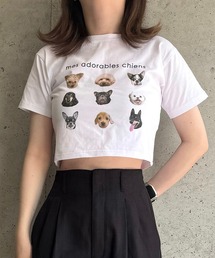 犬いっぱい半袖ショート丈Tシャツ