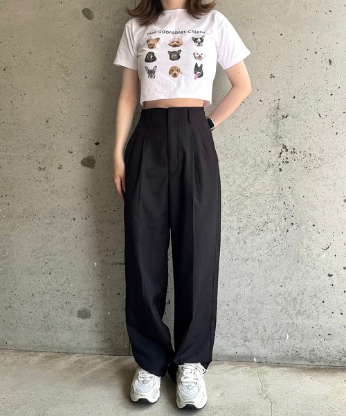 cuorequal(クオレコール)の「犬いっぱい半袖ショート丈Tシャツ(Tシャツ/カットソー・レディース・ベージュ/ネイビー・FREE)」の20枚目の写真