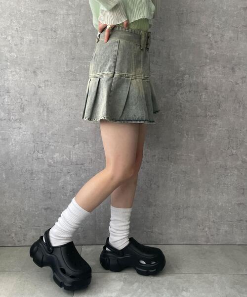 dispark（ディスパーク）の「DISPARK/ベルトデニムプリーツスカ-ト（デニムスカート・レディース・スカイブルー・SMALL/MEDIUM）」の6枚目の写真