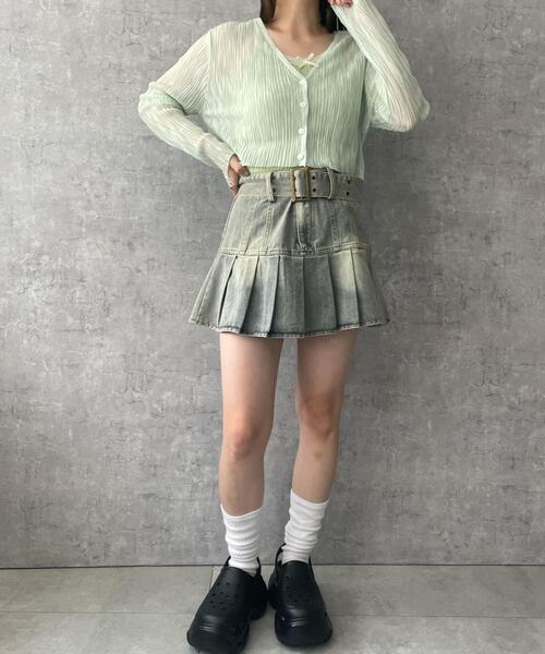 dispark（ディスパーク）の「DISPARK/ベルトデニムプリーツスカ-ト（デニムスカート・レディース・スカイブルー・SMALL/MEDIUM）」の8枚目の写真