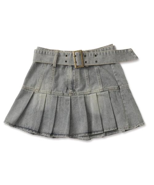 dispark（ディスパーク）の「DISPARK/ベルトデニムプリーツスカ-ト（デニムスカート・レディース・スカイブルー・SMALL/MEDIUM）」の9枚目の写真