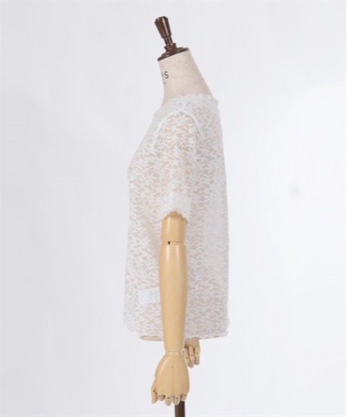 axes femme（アクシーズファム）の「総レース半袖インナー（Tシャツ/カットソー・レディース・ラベンダー/ホワイト/ブラック・FREE）」の8枚目の写真
