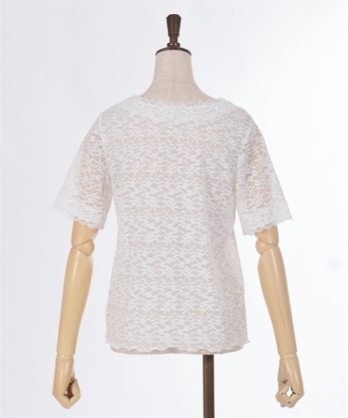 axes femme（アクシーズファム）の「総レース半袖インナー（Tシャツ/カットソー・レディース・ラベンダー/ホワイト/ブラック・FREE）」の9枚目の写真