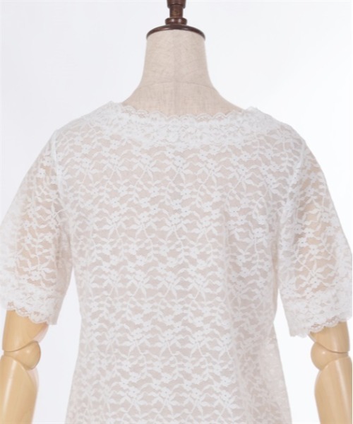 axes femme（アクシーズファム）の「総レース半袖インナー（Tシャツ/カットソー・レディース・ラベンダー/ホワイト/ブラック・FREE）」の12枚目の写真