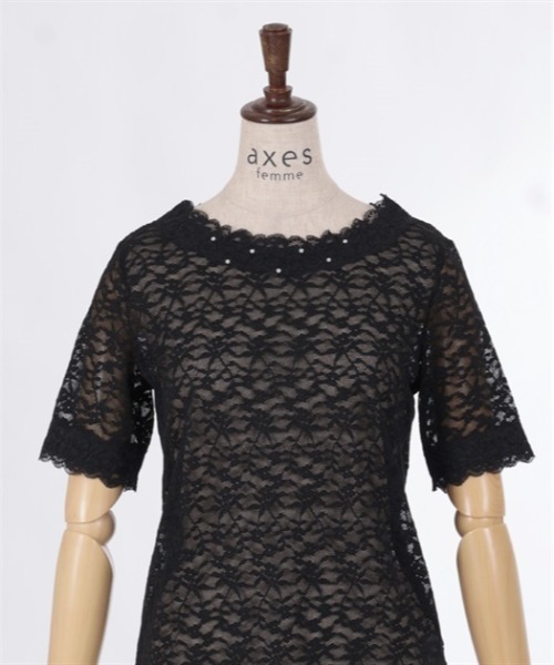 axes femme（アクシーズファム）の「総レース半袖インナー（Tシャツ/カットソー・レディース・ラベンダー/ホワイト/ブラック・FREE）」の17枚目の写真
