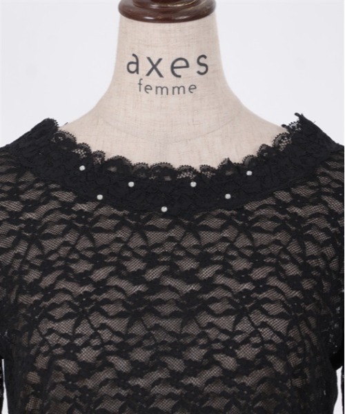 axes femme（アクシーズファム）の「総レース半袖インナー（Tシャツ/カットソー・レディース・ラベンダー/ホワイト/ブラック・FREE）」の19枚目の写真