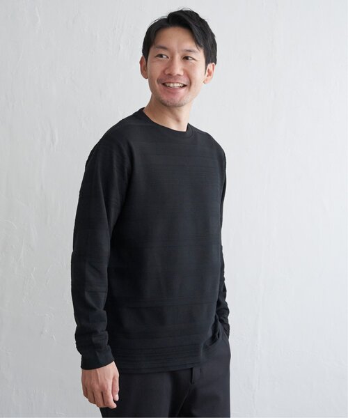IKKA LOUNGE(イッカラウンジ)の「ランダムリップルボーダーロンT(Tシャツ/カットソー・メンズ・オリーブ/ネイビー/ホワイト/ブラック・M/L/XL/S)」の6枚目の写真