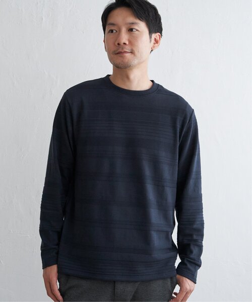 IKKA LOUNGE(イッカラウンジ)の「ランダムリップルボーダーロンT(Tシャツ/カットソー・メンズ・オリーブ/ネイビー/ホワイト/ブラック・M/L/XL/S)」の11枚目の写真