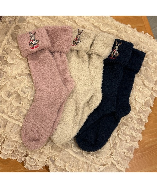 PINK HOUSE（ピンクハウス）の「うさぎワンポイント刺繍ルームソックス