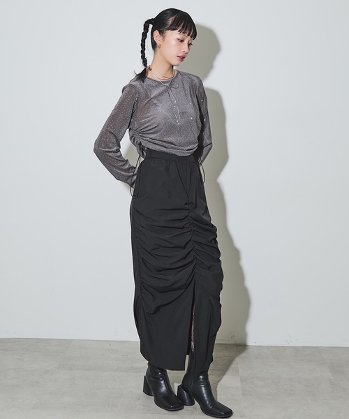 VIOLETTA（ヴィオレッタ）の「ストーン付きベロアロングTシャツ（Tシャツ/カットソー・レディース・グレー/ブラック・FREE）」の11枚目の写真