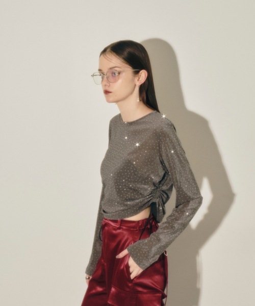 VIOLETTA（ヴィオレッタ）の「ストーン付きベロアロングTシャツ（Tシャツ/カットソー・レディース・グレー/ブラック・FREE）」の16枚目の写真