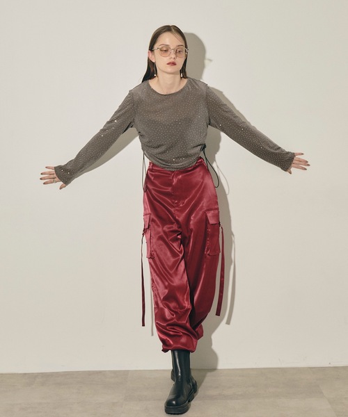 VIOLETTA（ヴィオレッタ）の「ストーン付きベロアロングTシャツ（Tシャツ/カットソー・レディース・グレー/ブラック・FREE）」の19枚目の写真