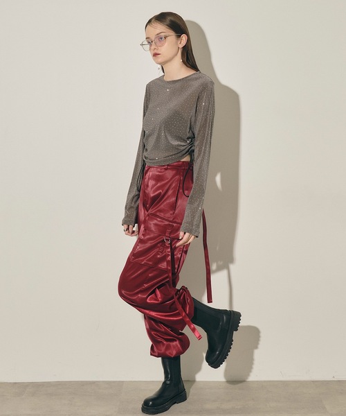 VIOLETTA（ヴィオレッタ）の「ストーン付きベロアロングTシャツ（Tシャツ/カットソー・レディース・グレー/ブラック・FREE）」の14枚目の写真