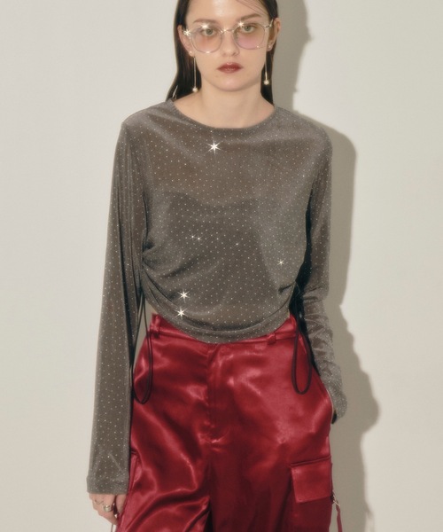 VIOLETTA（ヴィオレッタ）の「ストーン付きベロアロングTシャツ（Tシャツ/カットソー・レディース・グレー/ブラック・FREE）」の20枚目の写真